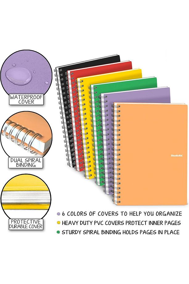 6 ADET  A4 60 Yaprak Okul Defteri PP Kapak Spiralli Defter A4 ( 3 ÇİZGİLİ + 3 KARELİ ) - 3
