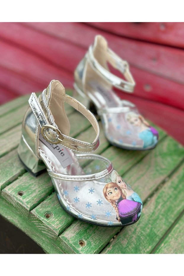 Elsa Patterned Transparent Heeled Shoes, Children's High Heeled Shoes