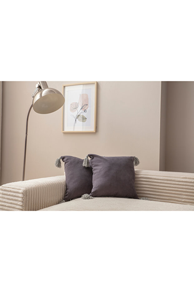 Home Design Double Decorative Tasseled Throw Pillow Cover Gray 43x43