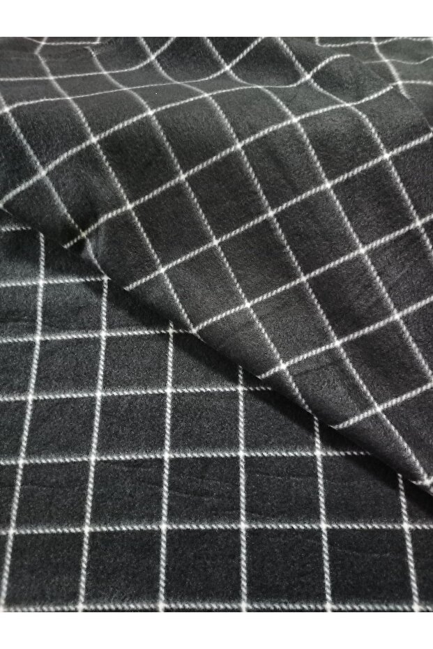 Metrelik Polar Fabric Plaid Polar Fabric Checked Black and White Quality Polar