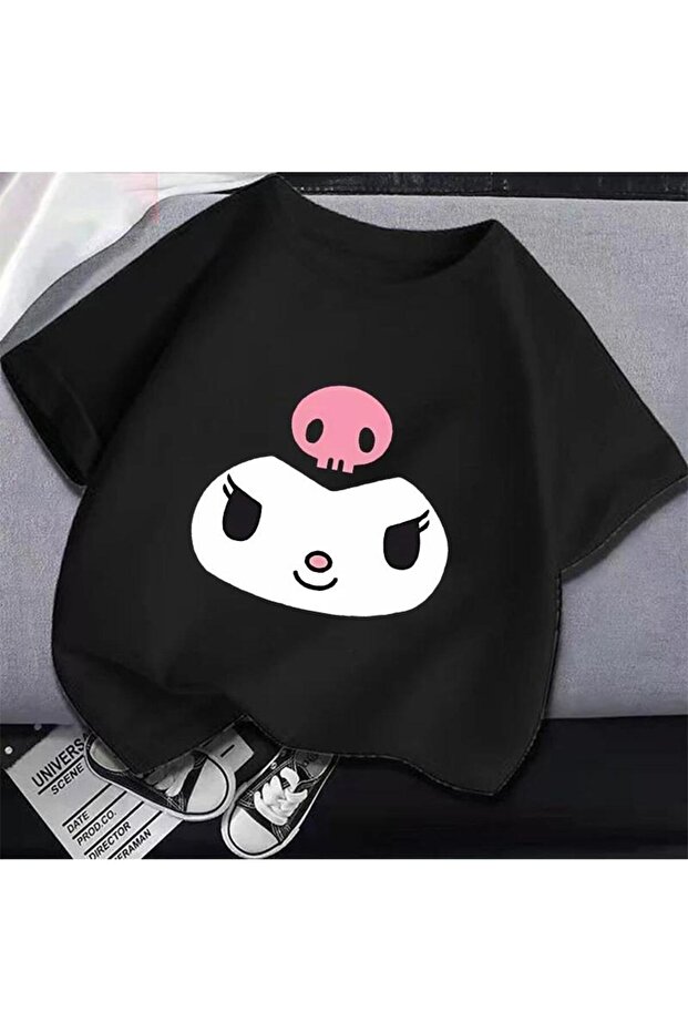 Harajuku Kuromi Face Unisex Oversize Black T-shirt