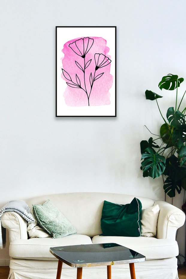 Brush Trace Flower Frame Look Wood Painting Model, Stylish, Decorative Home, Office Wall Decoration