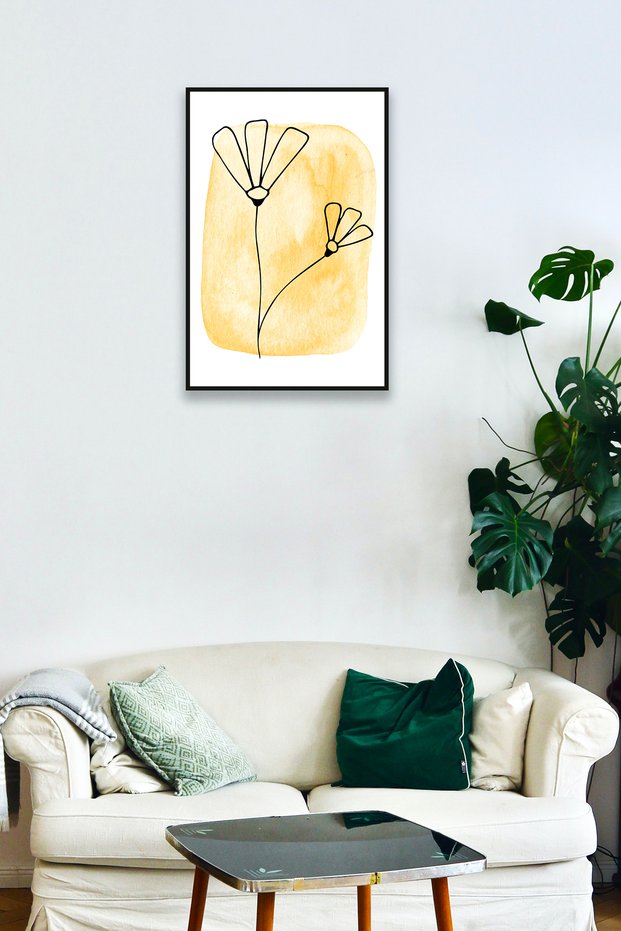 Brush Trace Flower Frame Look Wood Painting Model, Stylish, Decorative Home, Office Wall Decoration