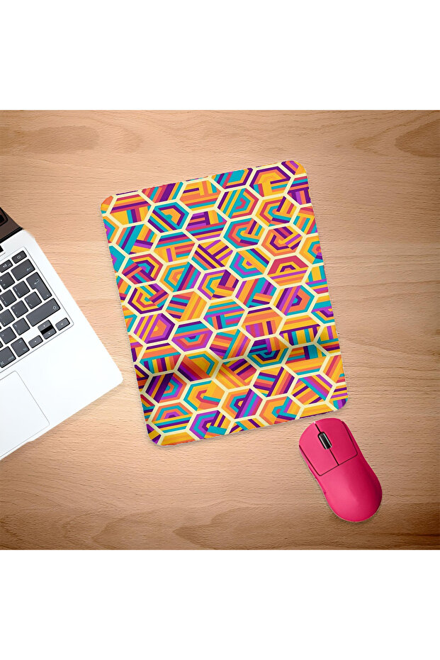 Colorful Hexagons Rectangular Mouse Pad with Wrist Support - 1