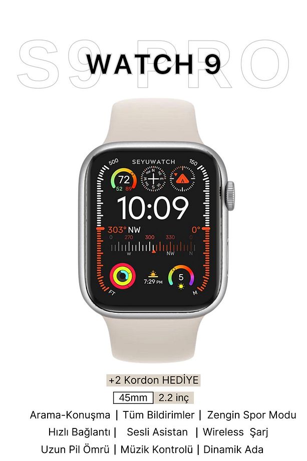 Watch S9 Pro Akıllı Saat Iphone Ve Android Tüm Telefonlara Uyumlu smartwatch - 1