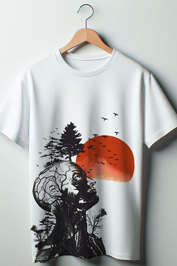 Hangover - Alan Garner Printed White Oversize Crew Neck Tshirt
