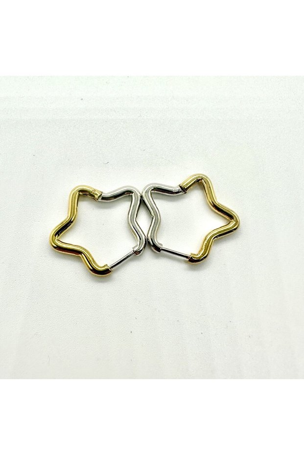 Non-tarnish Surgical Steel Star Earrings - Double Color