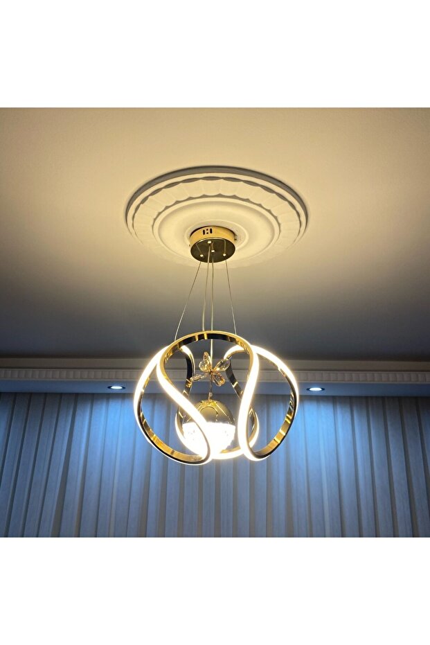 Avize Modern Tek Şerit Led Avize Gold