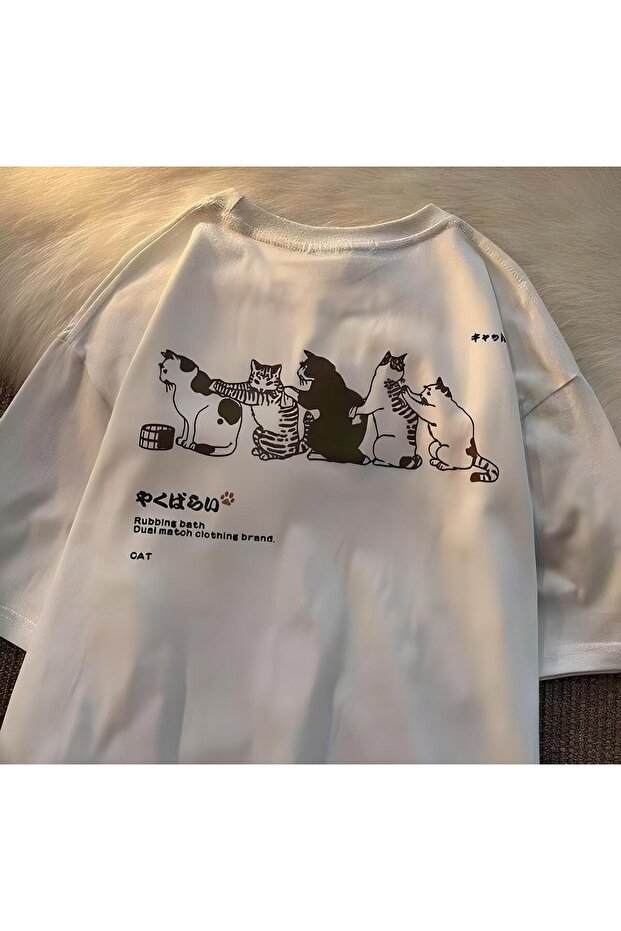 Cat Aesthetic Detail Unisex Oversize Fit T-Shirt
