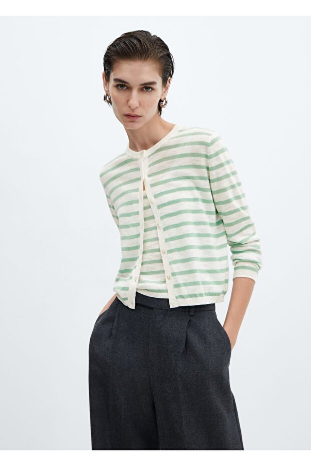 Çizgili örgü hırka - 1