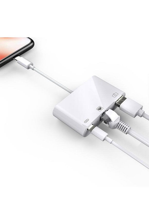 3in1 İpad İphone Ethernet RJ45 Usb Kamera Adaptörü İphone rj45 Dönüştürücü İphone Usb Okuyucu - 1