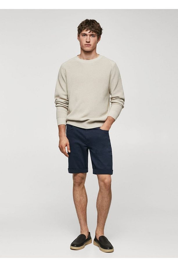 Slim fit kot bermuda şort - 2