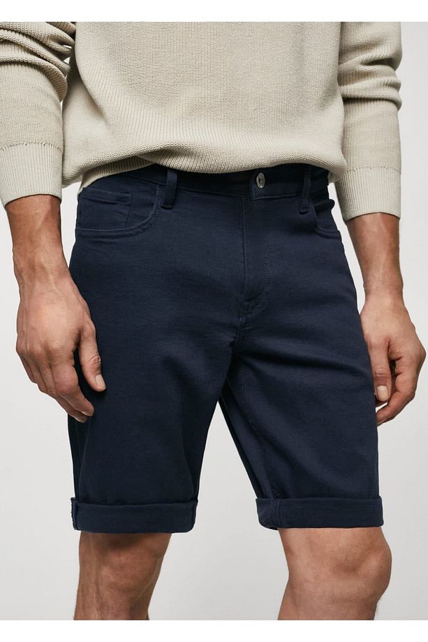 Slim fit kot bermuda şort - 7