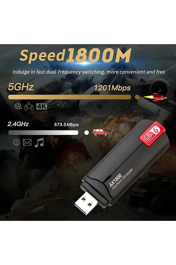 USB3.0 WiFi 6 AX1800Mbps Çift Bant 5Ghz/2.4Ghz Kablosuz Adaptörü MU-MIMO Windows 11/10/7 - 4