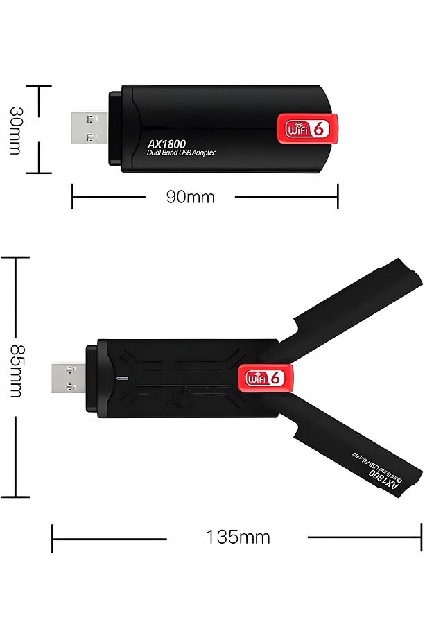 USB3.0 WiFi 6 AX1800Mbps Çift Bant 5Ghz/2.4Ghz Kablosuz Adaptörü MU-MIMO Windows 11/10/7 - 5