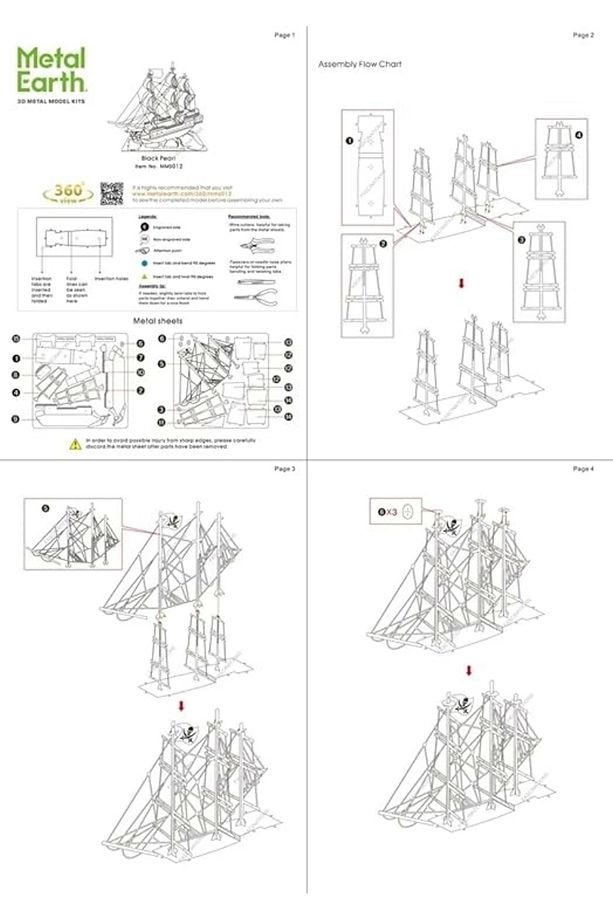 3d Metal Puzzle Siyah Inci Korsan Gemisi Maket Gemi - 6