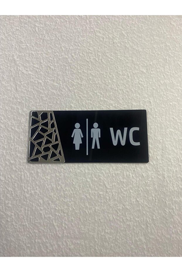 Black Silver Pattern Serial Wc Direction Sign - 2