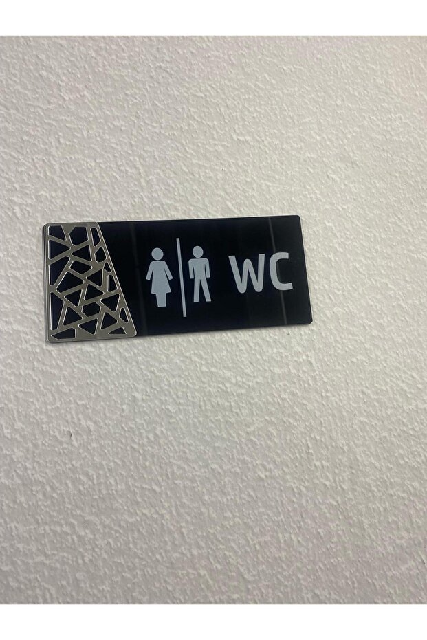 Black Silver Pattern Serial Wc Direction Sign - 4
