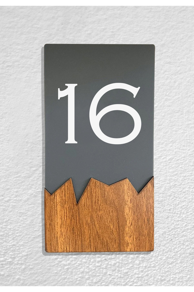 Vertical Plexi Wood Detailed Uv Printed Apartment Apartment Hotel Office Door Number - Door No:16