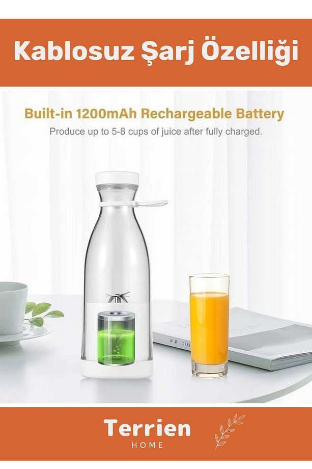 Home Serisi Taşınabilir El Blenderı 420 ML Şarjlı Meyve Smoothie Hazırlama Makinesi Şişe Pratik - 5
