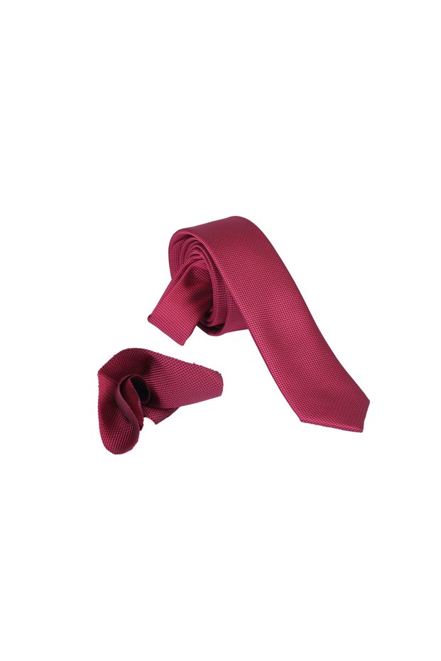 1st Quality Special Patterned Tie Handkerchief Set - Red