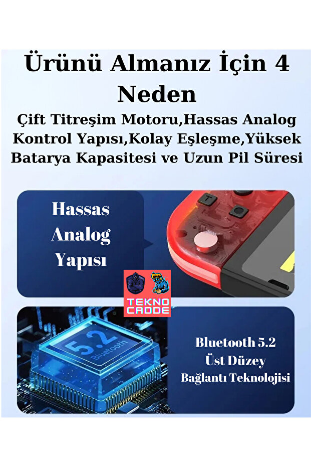 Switch/Switch Oled Yüksek Kapasite Titreşimli RGB Işıklı Joy-Con Oyun Kolu - 3