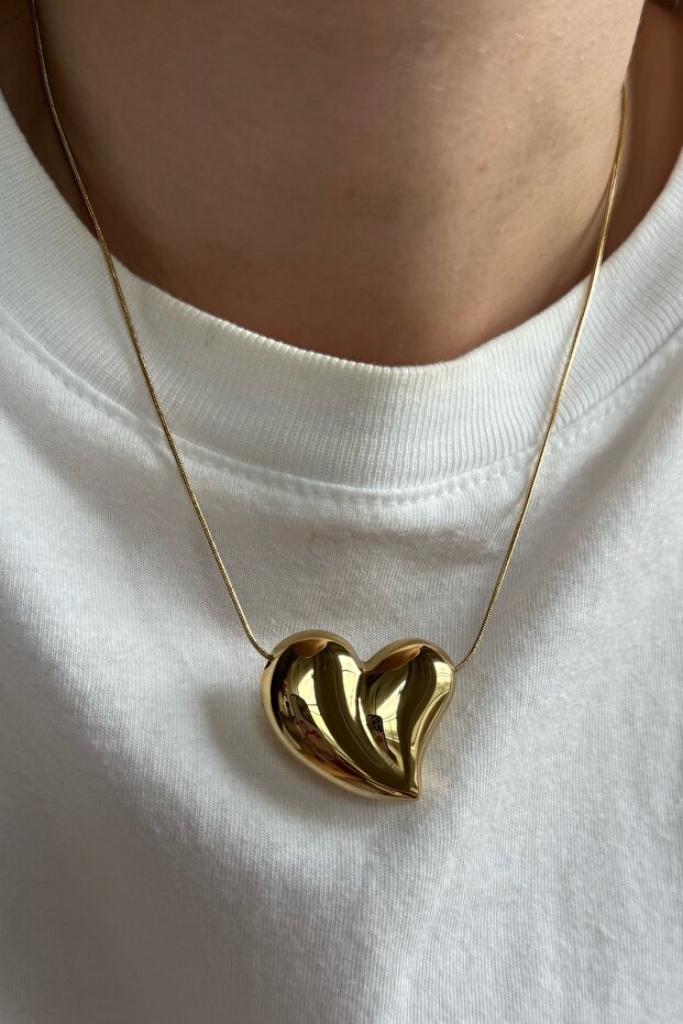 Chubby Heart Thin Chain 316L Steel Necklace