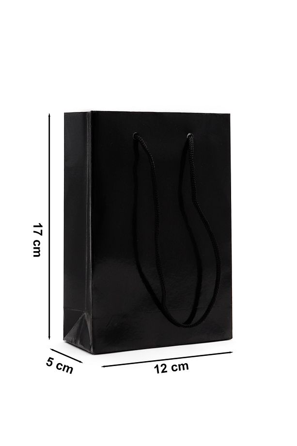 Siyah Premium Karton Çanta 12 X 17 X 5 cm 2 Adet Hediye Poşeti - 3