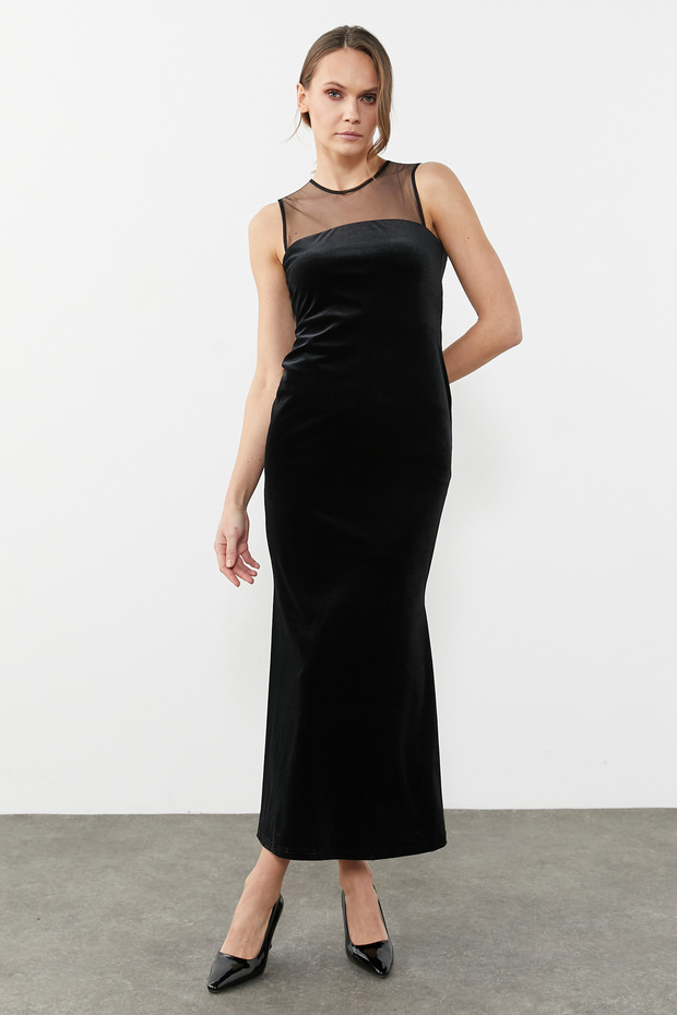 Rochie din catifea cu tul - 5