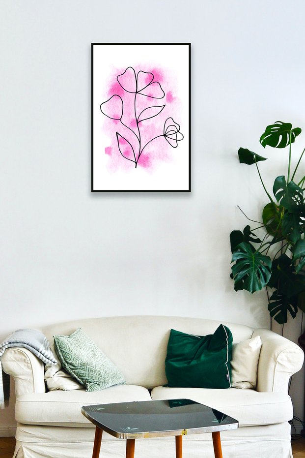 Brush Trace Flower Frame Look Wood Painting Model, Stylish, Decorative Home, Office Wall Decoration
