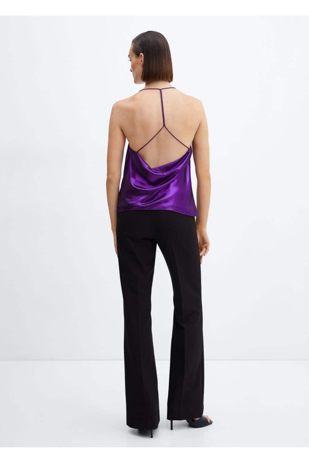 Saten askılı bluz - 4