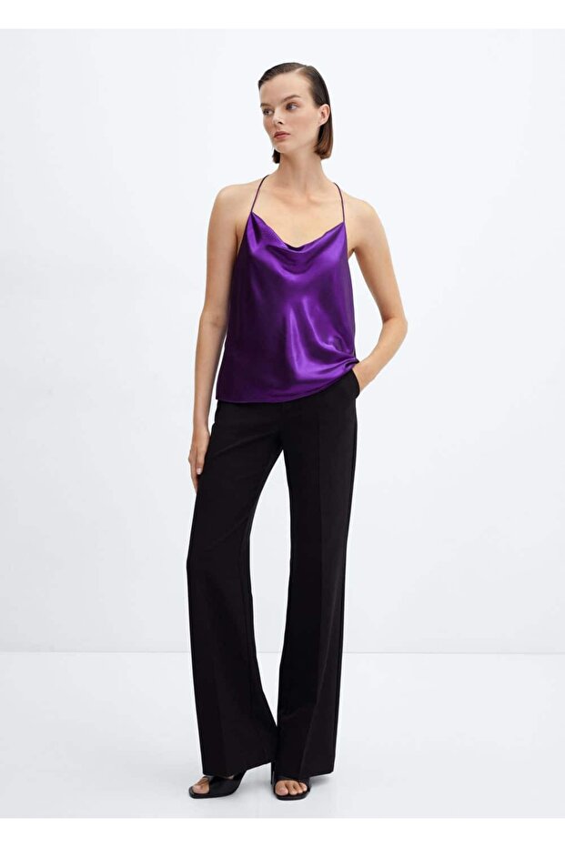 Saten askılı bluz - 2