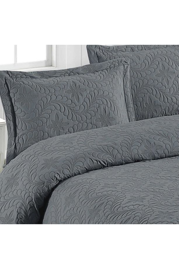 Ivy Antrasit Çift Kişilik Microfiber Kapitone Yatak Örtüsü - 4