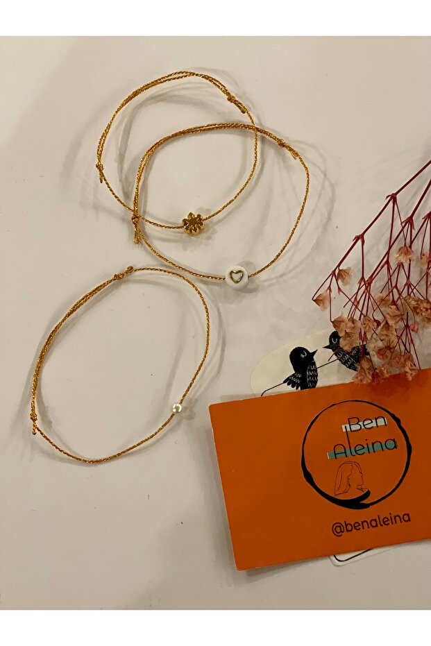 3-Piece Lucky Bracelet Gold String Bracelets Heart Bracelet