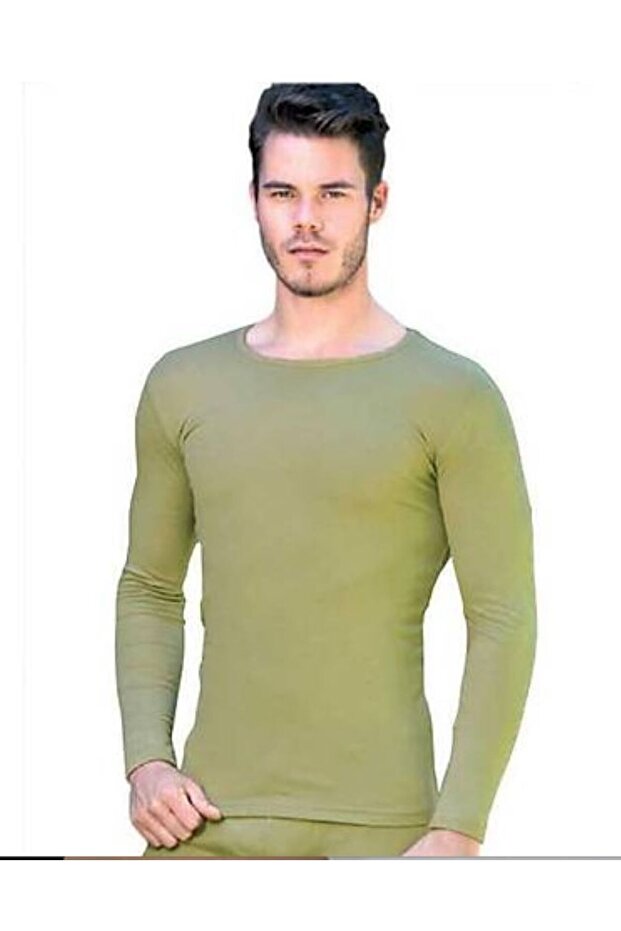 Men's Military Khaki Green Thermal Underwear Bottom Top Set