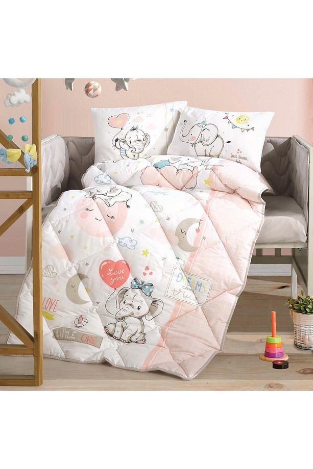 Ranforce 100% Pamuk  Bebek Uyku Seti Sweet Dreams Pudra V1 - 1