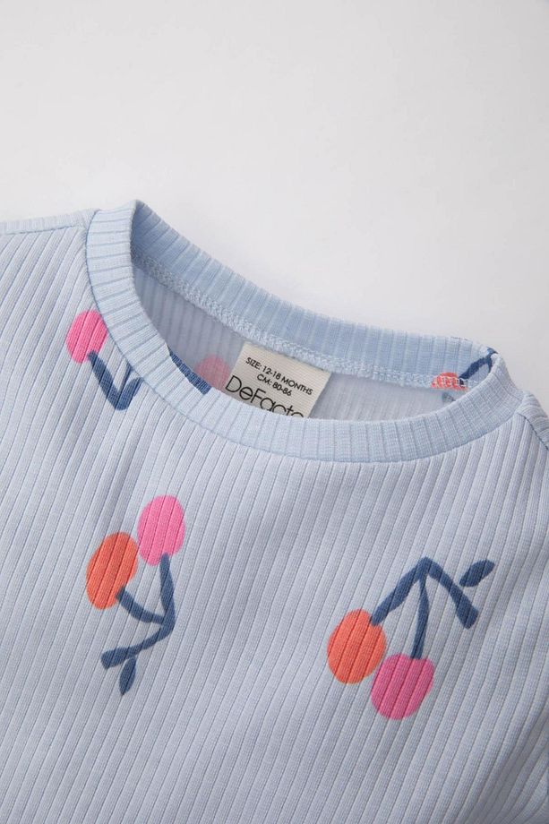 Kız Bebek Meyve Desenli Uzun Kollu Fitilli Kaşkorse Pijama Takımı A9480a524sp - 3