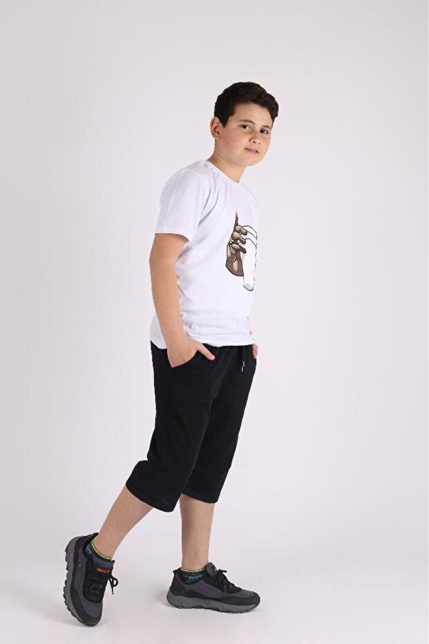 Erkek Çocuk Basic Double Paça Cepli Şort Kapri - 6