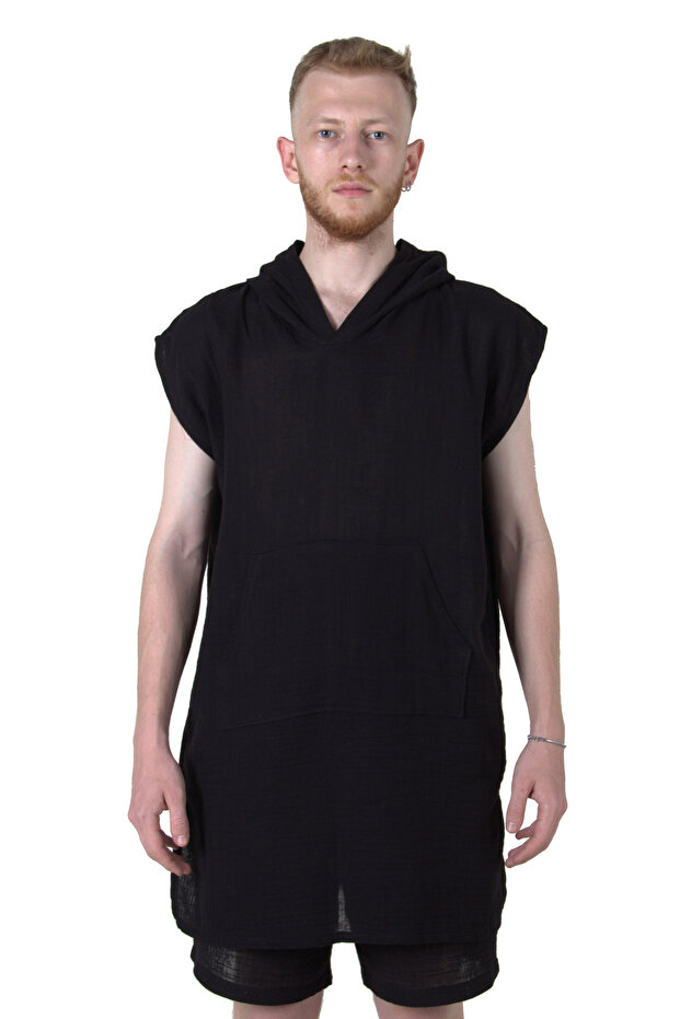 Müslin Cepli Kapüşonlu Panço - 2