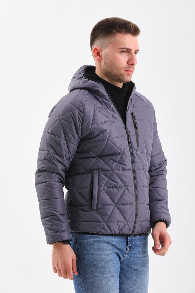 Men's Quilted Hooded, Inner Fleece, Water and Windproof Winter Sports Coat RBM-105