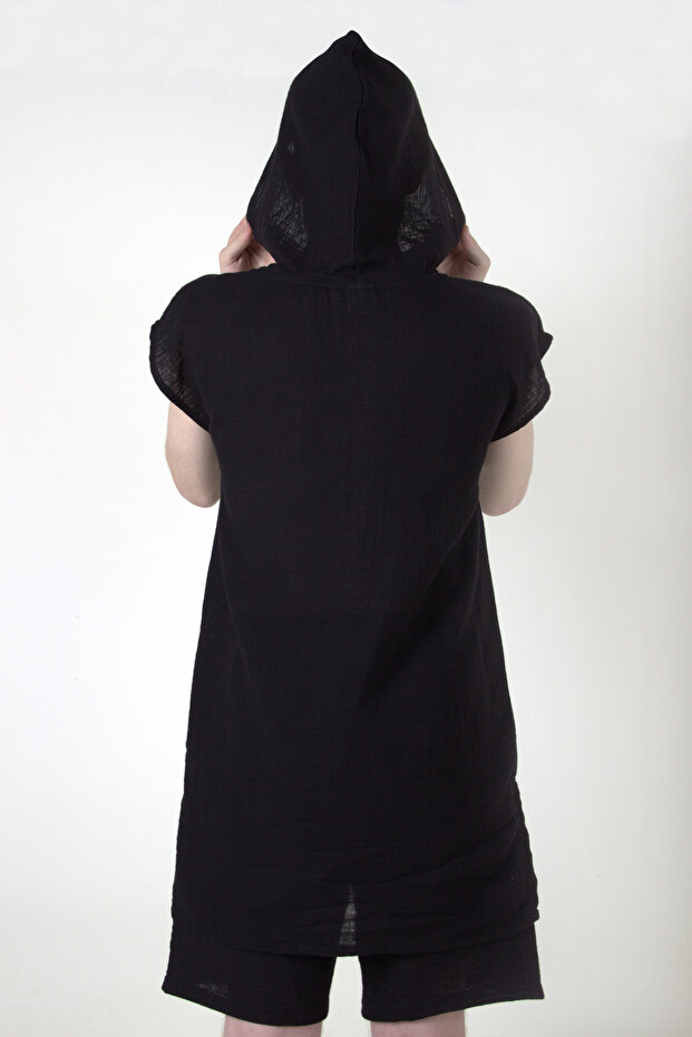 Müslin Cepli Kapüşonlu Panço - 4