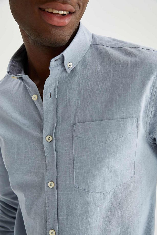Slim Fit Uzun Kollu %100 Pamuk Gömlek M7180az22sp - 4