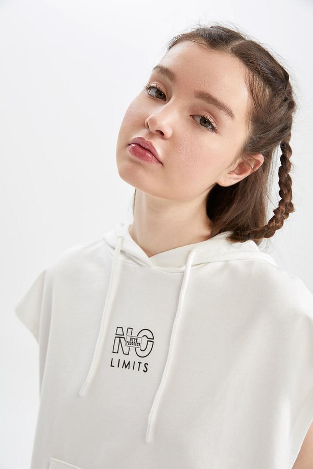 Fit Regular Fit Baskılı Kapüşonlu Kanguru Cepli Sweatshirt - 4