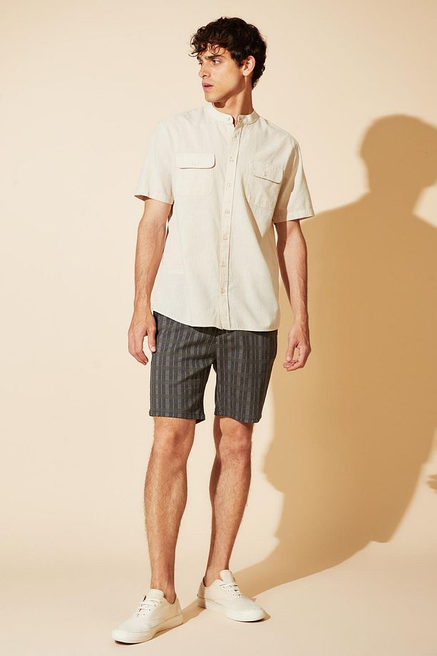 Slim Fit Ekose Desenli Şort Y1236az22sm - 3