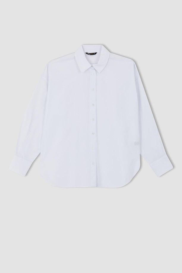 Oversize Fit Uzun Kollu Poplin %100 Pamuk Gömlek T8735az22au - 7