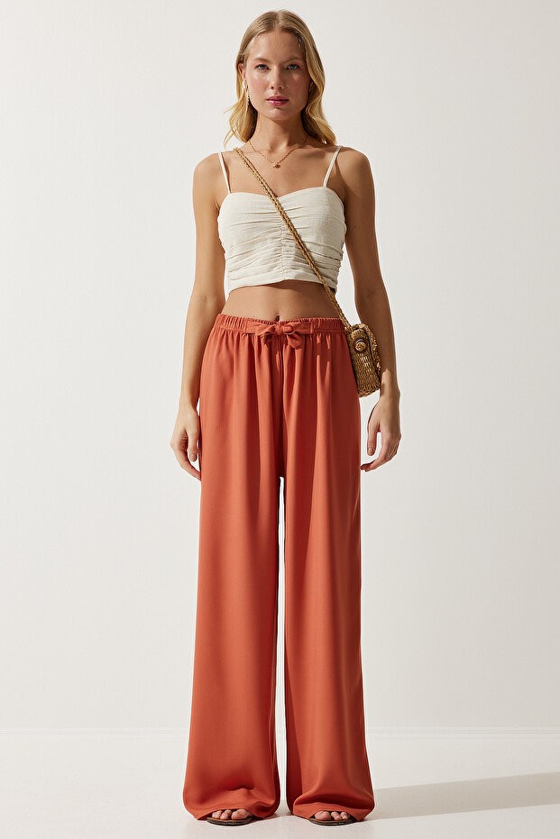 Női őszibarack nyári viszkóz Palazzo nadrág EN00610 - 2