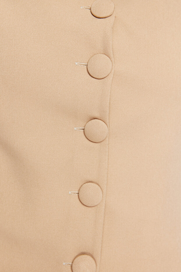 Vizon Fitted Düğmeli Crop Dokuma Yelek TWOSS21YE0009 - 5