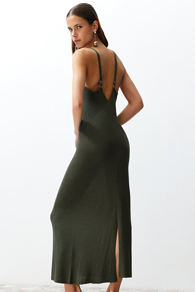 Khaki Maxi Strick Basic Kleid TWOSS20EL1574 - 5