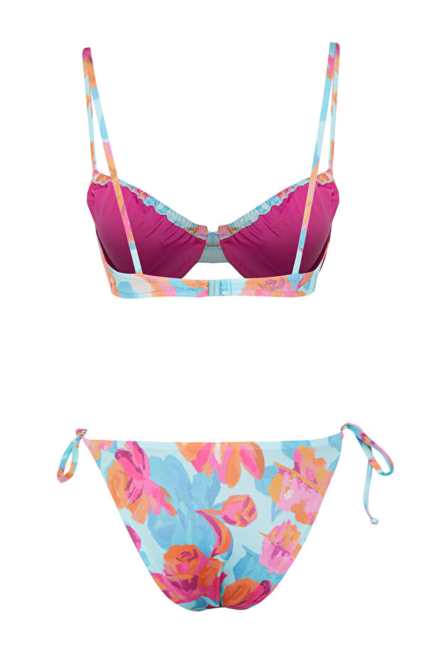 Çiçek Desenli Balkonet Tünelli Regular Bikini Takımı TBESS24BT00102 - 9