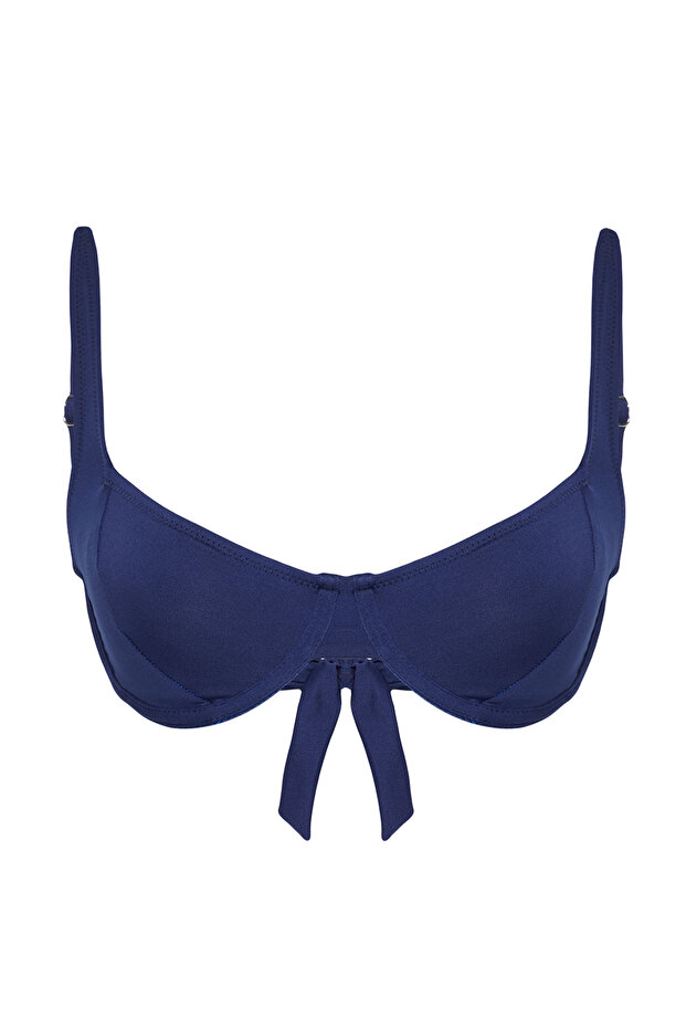 Lacivert Balkonet Kaplı Basic Bikini Üstü TBESS24BU00121 - 6